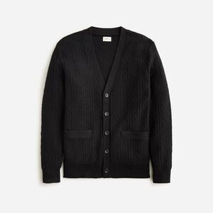 J.Crew Men's Heritage Cotton Pointelle Stitch Cardigan Sweater Black L NEW NWT